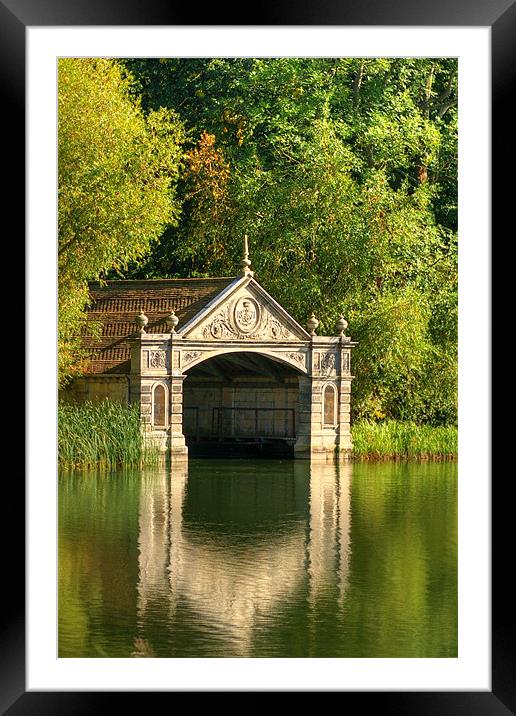 Tranquil Boathouse, Burghley House Framed Mounted Print by Chris Walker