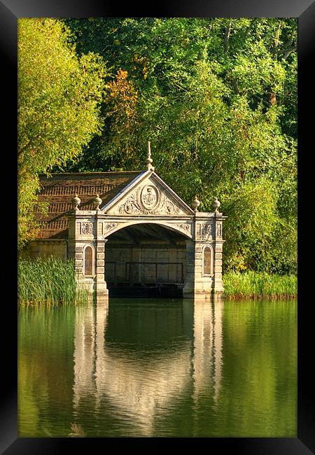 Tranquil Boathouse, Burghley House Framed Print by Chris Walker