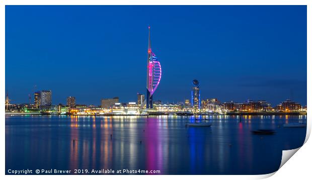 Spinnaker Tower At Night Print by Paul Brewer