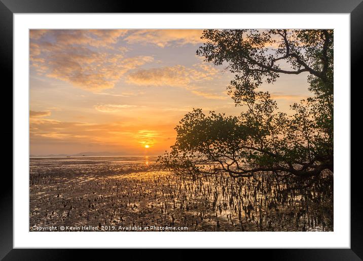 Dawn over the mudflats  Framed Mounted Print by Kevin Hellon