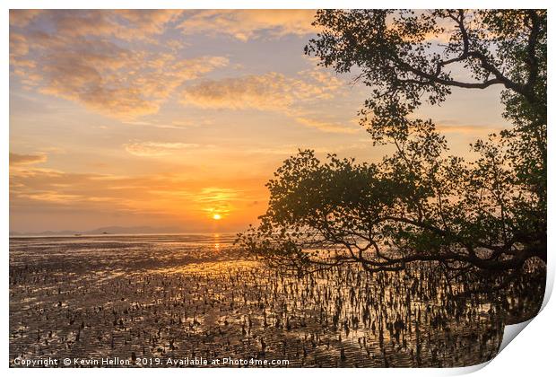 Dawn over the mudflats  Print by Kevin Hellon
