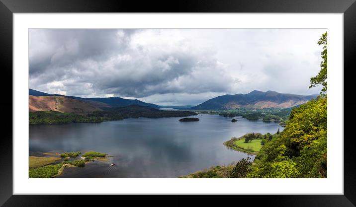 Panoramic view of Derwentwater Framed Mounted Print by Robbie Spencer
