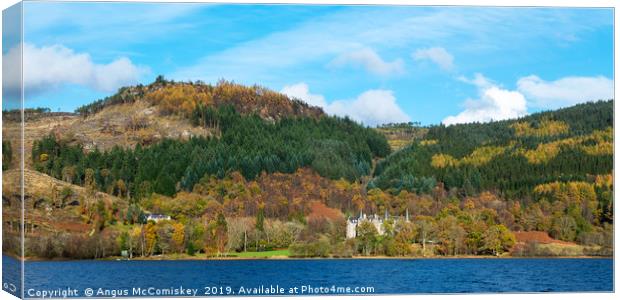 Autumn colours on Loch Achray Canvas Print by Angus McComiskey