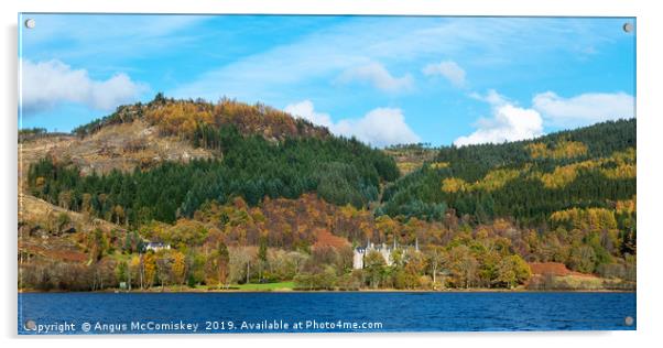 Autumn colours on Loch Achray Acrylic by Angus McComiskey
