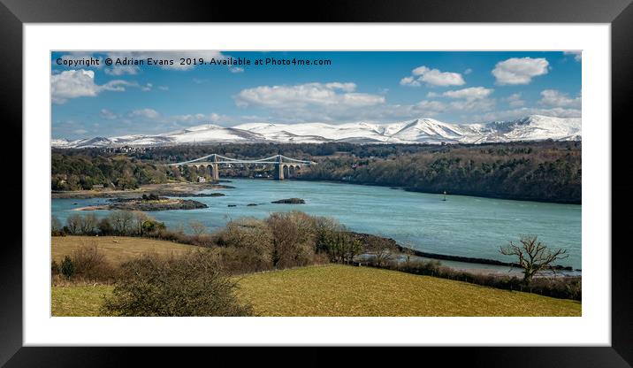 Menai Bridge Anglesey Framed Mounted Print by Adrian Evans