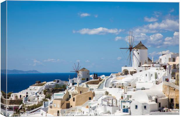 White Windmill's in Santorini Greece Canvas Print by Anthony Rosner