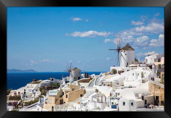 White Windmill's in Santorini Greece Framed Print by Anthony Rosner