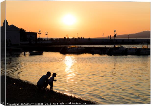 Father and Son in Mykonos Canvas Print by Anthony Rosner