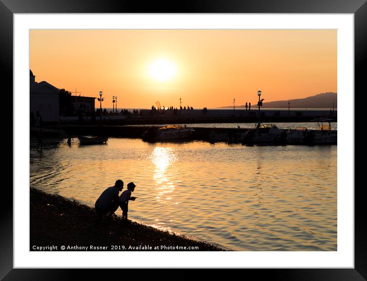 Father and Son in Mykonos Framed Mounted Print by Anthony Rosner