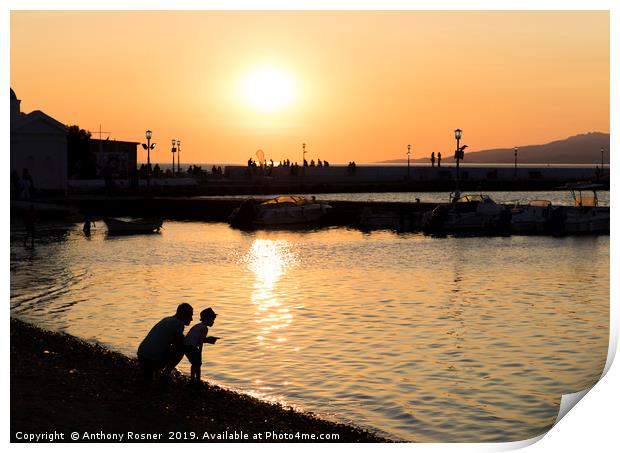 Father and Son in Mykonos Print by Anthony Rosner