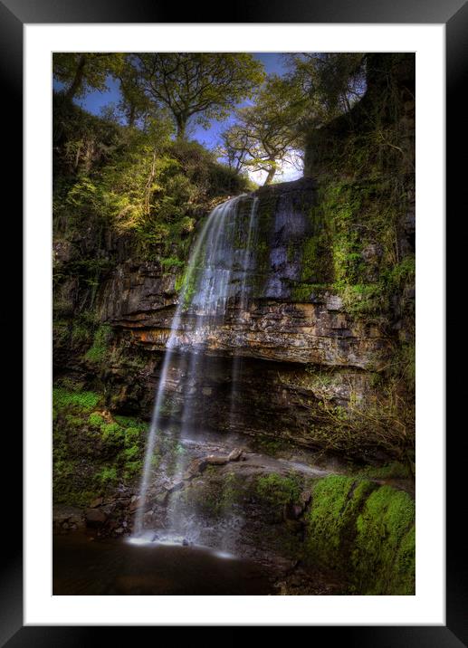 Henrhyd Falls at Coelbren, South Wales UK Framed Mounted Print by Leighton Collins