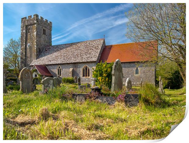 Angle Church, Pembrokeshire, Wales. Print by Colin Allen