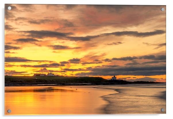 Dreamy Bamburgh sunset at the beach Acrylic by Naylor's Photography