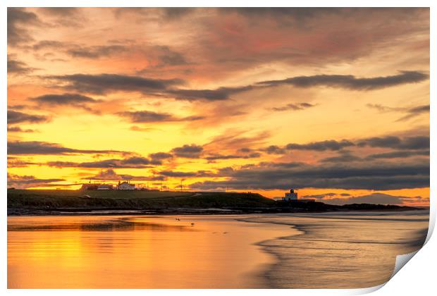 Dreamy Bamburgh sunset at the beach Print by Naylor's Photography