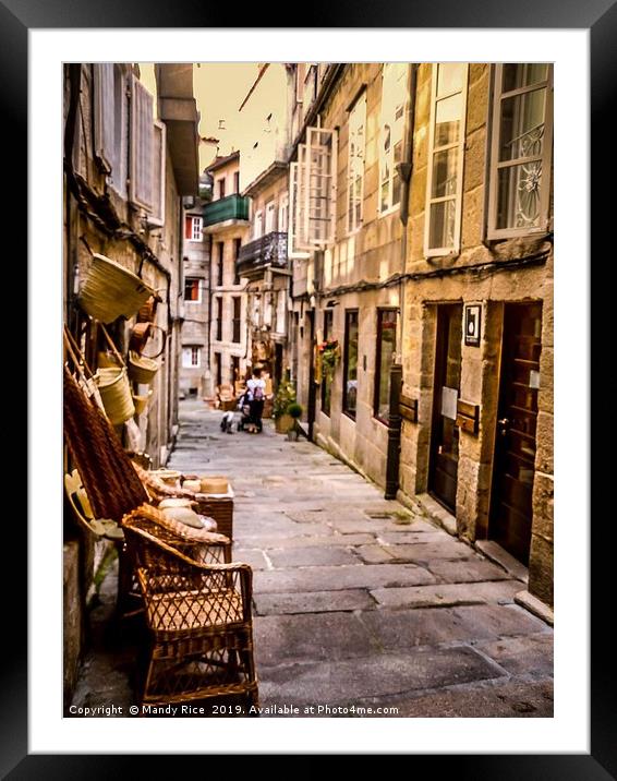 Back street in Lisbon Framed Mounted Print by Mandy Rice