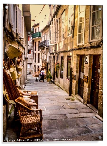 Back street in Lisbon Acrylic by Mandy Rice