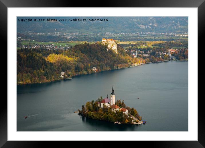 View of Lake Bled from Mala Osojnica Framed Mounted Print by Ian Middleton