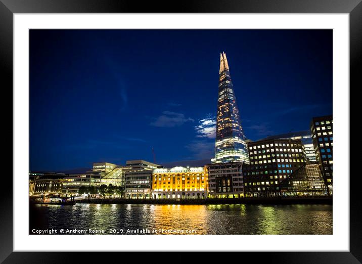 The Shard at Sunset, London Framed Mounted Print by Anthony Rosner