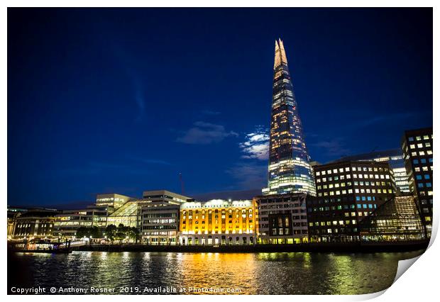 The Shard at Sunset, London Print by Anthony Rosner