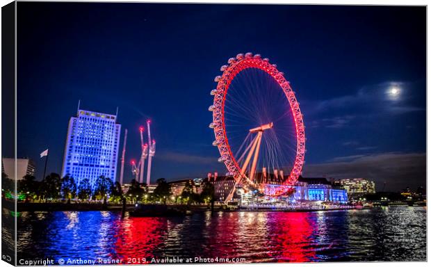 London Eye on the Thames Canvas Print by Anthony Rosner