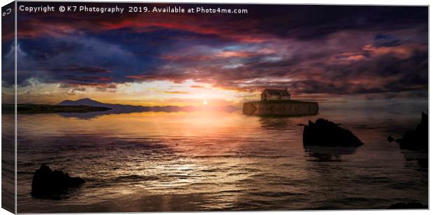 St Cwyfan's -The Church in the Sea Canvas Print by K7 Photography