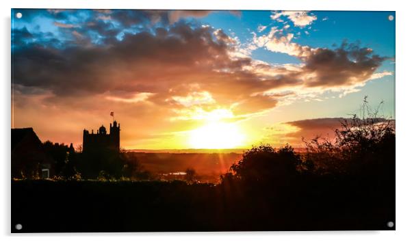 Bolsover Castle At Sunset Acrylic by Michael South Photography