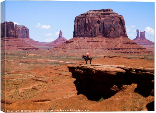 Monument Valley and the Horseman Canvas Print by Anthony Rosner