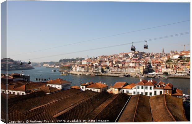 Cable cars over Porto Portugal Canvas Print by Anthony Rosner