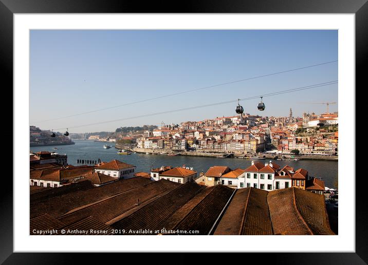 Cable cars over Porto Portugal Framed Mounted Print by Anthony Rosner