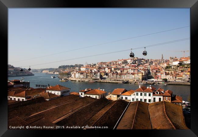 Cable cars over Porto Portugal Framed Print by Anthony Rosner