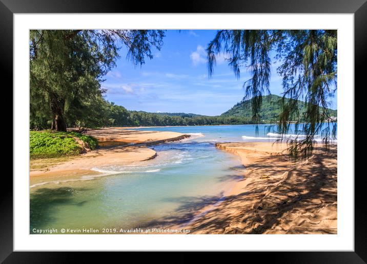 Creek running into the sea Framed Mounted Print by Kevin Hellon