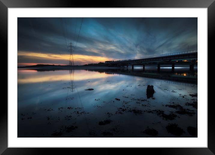 Loughor estuary rail bridge Framed Mounted Print by Leighton Collins