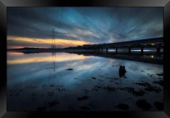 Loughor estuary rail bridge Framed Print by Leighton Collins