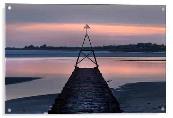 Cardinal marker on The Loughor Estuary  Acrylic by Leighton Collins