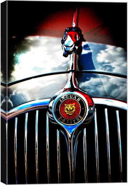 Jaguar Classic Car Leaper Bonnet Hood Ornament Canvas Print by Andy Evans Photos