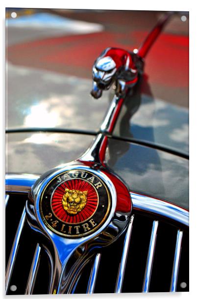 Jaguar Classic Car Leaper Bonnet Hood Ornament Acrylic by Andy Evans Photos
