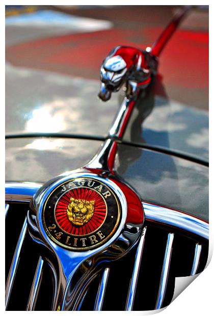 Jaguar Classic Car Leaper Bonnet Hood Ornament Print by Andy Evans Photos