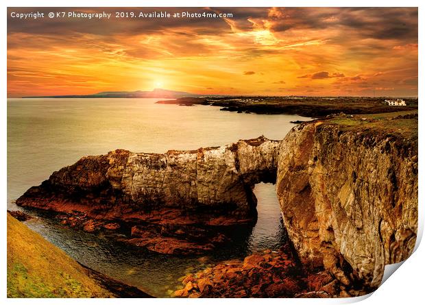 The Rhoscolyn Arch, Anglesey. Print by K7 Photography