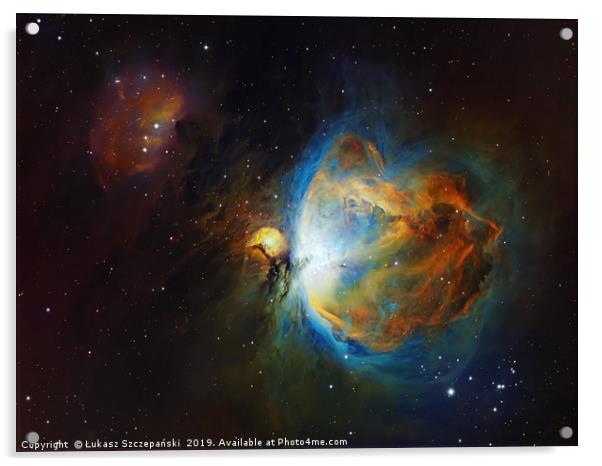 Deep space objects Orion (M42) and Running Man Neb Acrylic by Łukasz Szczepański