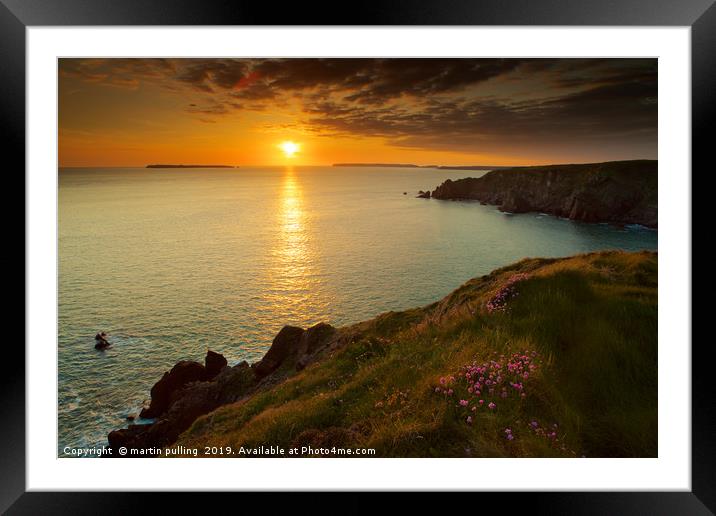Pembrokeshire sunset Framed Mounted Print by martin pulling