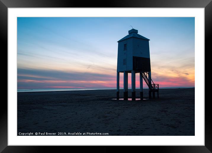 The Low Lighthouse Burnham on Sea Framed Mounted Print by Paul Brewer