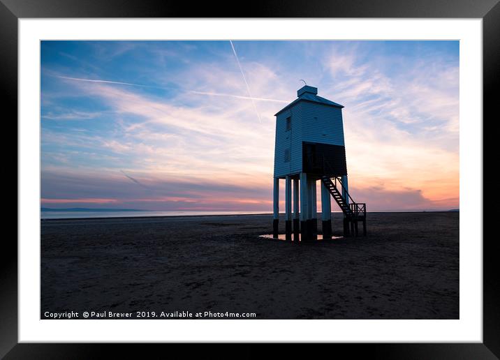 Sunset with cloudy skies Framed Mounted Print by Paul Brewer