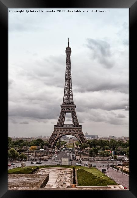 Clouds Over The Eiffel Tower Framed Print by Jukka Heinovirta
