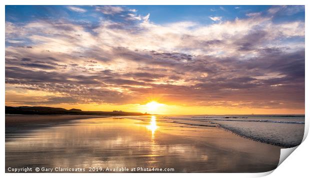 A Bamburgh sunset Print by Gary Clarricoates