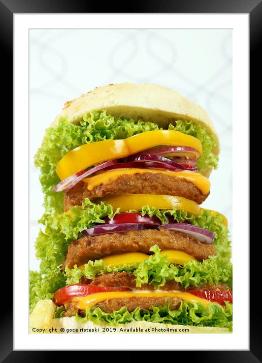 big hamburger closeup fast food Framed Mounted Print by goce risteski