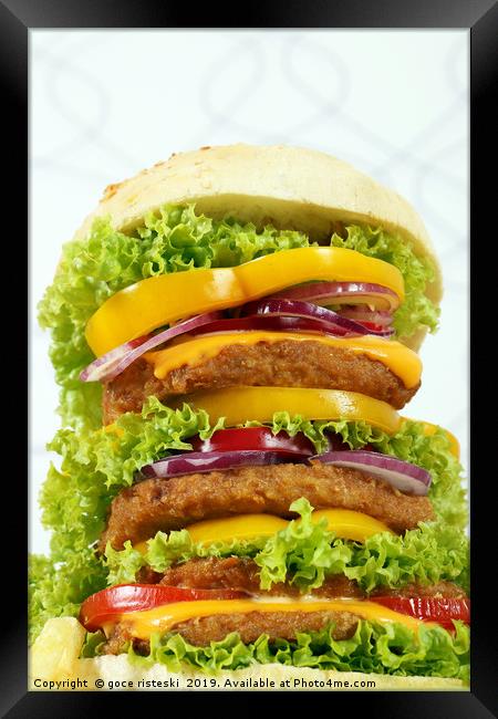 big hamburger closeup fast food Framed Print by goce risteski