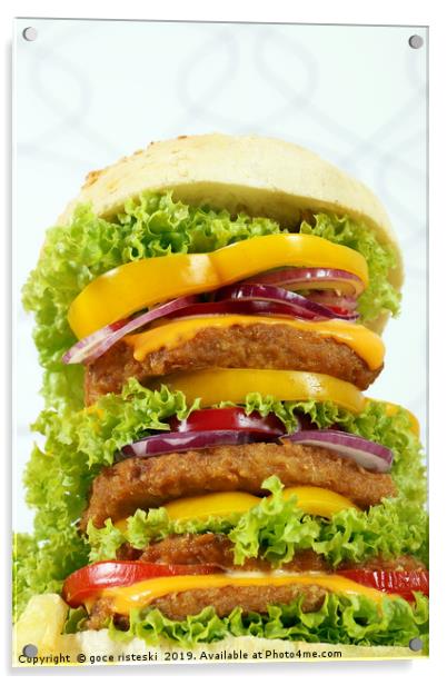 big hamburger closeup fast food Acrylic by goce risteski
