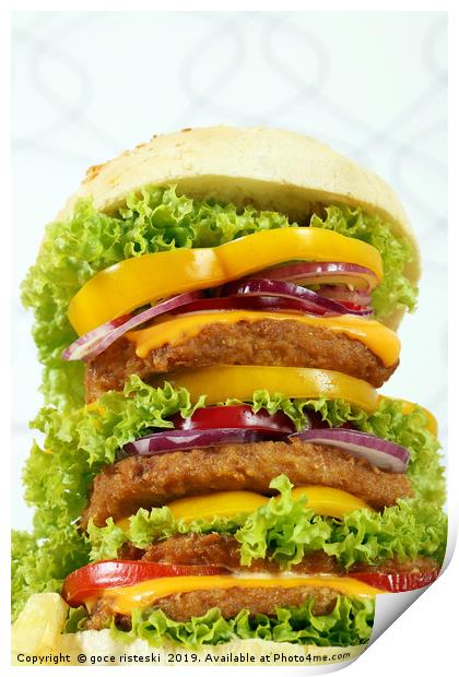 big hamburger closeup fast food Print by goce risteski