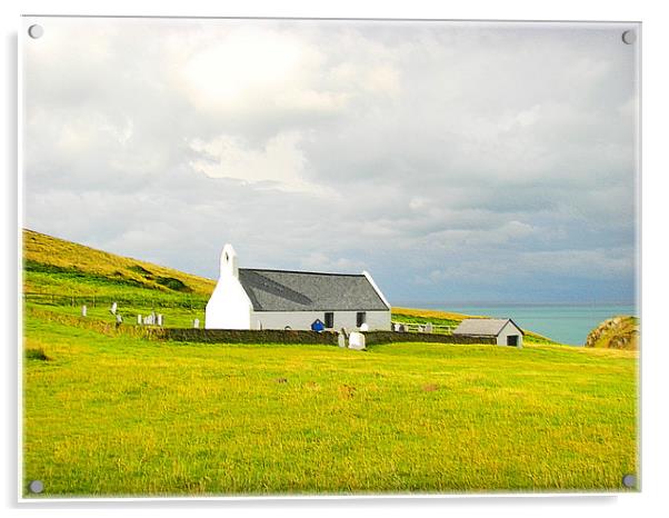 Mwnt Chapel. Acrylic by paulette hurley