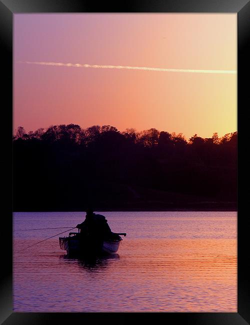 Fishing at dusk Framed Print by Steven Shea